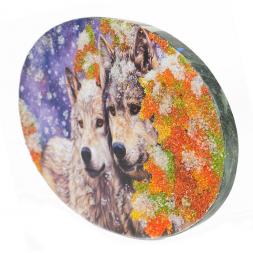 Панно из камня на подставке &amp;quot;Волчья пара&amp;quot; 19х3,5х13 см