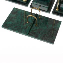 Офисный канцелярский набор "Бюрократ" из темно-зеленого змеевика