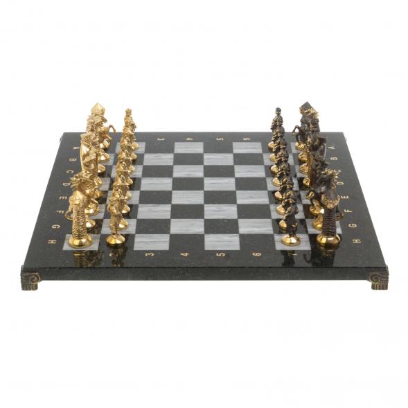 Шахматы настольные &amp;quot;Средневековье&amp;quot; 40х40 см серый мрамор бронза 126913