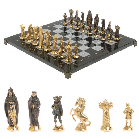 Шахматы настольные &amp;quot;Средневековье&amp;quot; 40х40 см серый мрамор бронза 126913