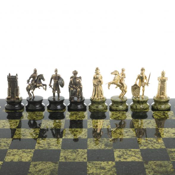 Шахматы подарочные &amp;quot;Турецко-европейская война&amp;quot; камень змеевик бронза 48х48 см 117806