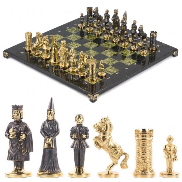 Шахматы подарочные &amp;quot;Камелот&amp;quot; из бронзы и змеевика 40х40 см 118058
