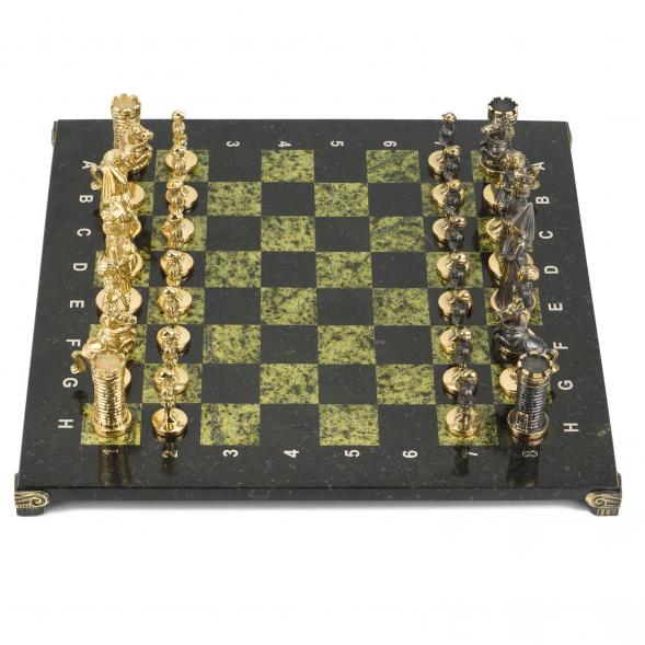 Шахматы подарочные &amp;quot;Камелот&amp;quot; из бронзы и змеевика 40х40 см 118058