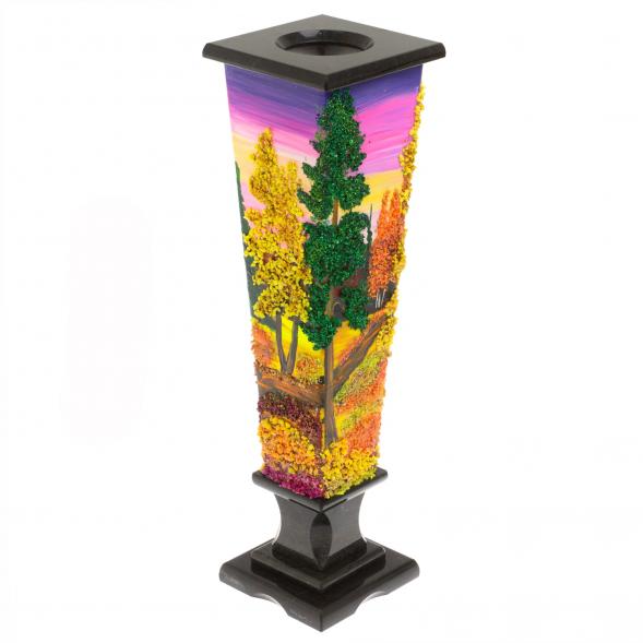 Ваза &amp;quot;Осень. Закат&amp;quot; из черного змеевика 12х12х34 см 129963