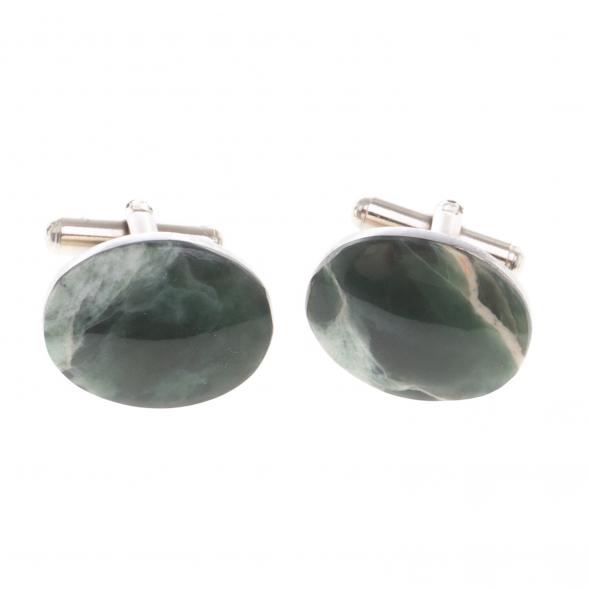 Запонки камень офит овальные 124425