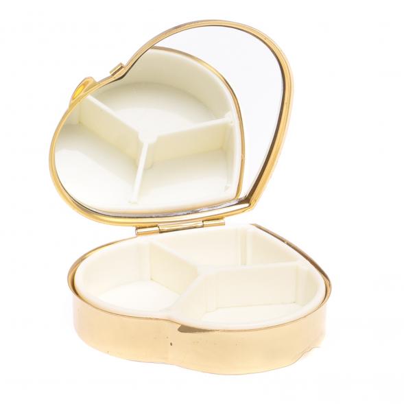 Таблетница &amp;quot;Сердце&amp;quot; на 3 отделения малахит цвет золото 125085