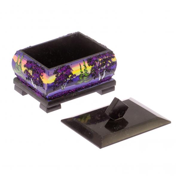 Шкатулка из черного змеевика &amp;quot;Рассвет&amp;quot; 12х10х9,5 см 125310