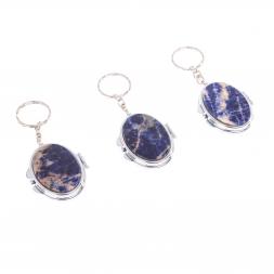 Складное зеркало брелок из содалита овальное