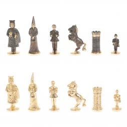 Шахматы подарочные "Камелот" из бронзы и мрамора 40х40 см