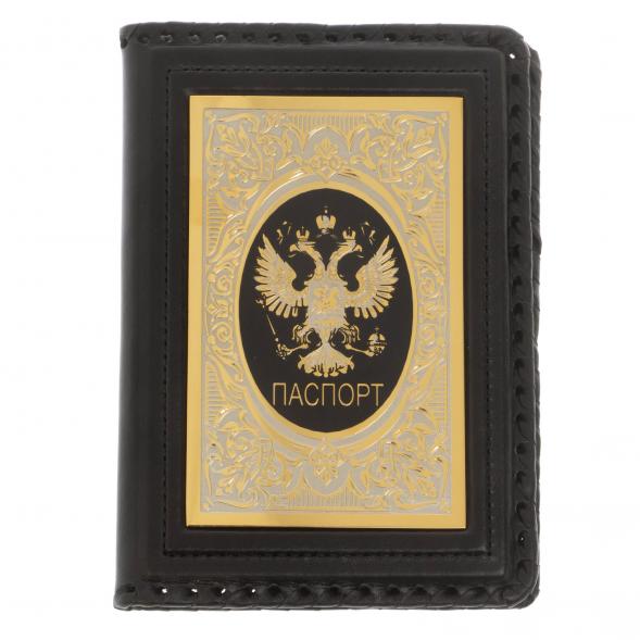 Кожаная обложка для паспорта &amp;quot;Герб России&amp;quot; Златоуст 129778
