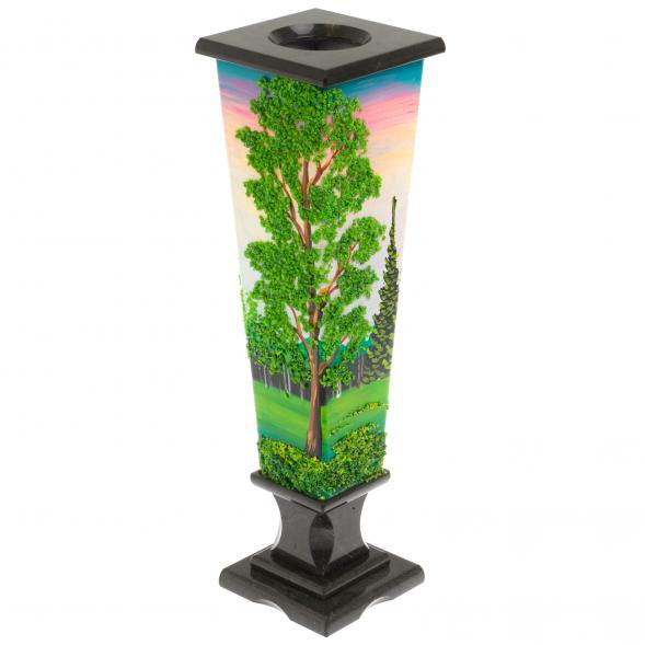 Ваза &amp;quot;Лето&amp;quot; черный змеевик каменная крошка 12х12х34 см 129964