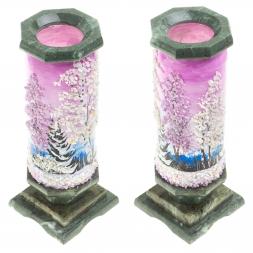 Ваза из камня "Зимний пейзаж" 8,5х8,5х22 см