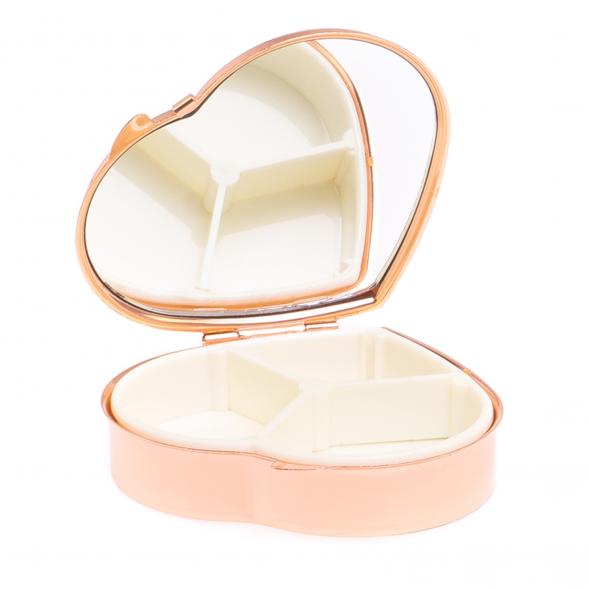 Таблетница &amp;quot;Сердце&amp;quot; на 3 отделения малахит цвет красное золото 125086