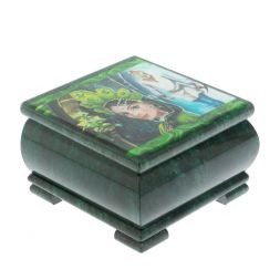 Шкатулка &amp;quot;Хозяйка медной горы и Данила мастер&amp;quot; камень змеевик 13х13х8 см