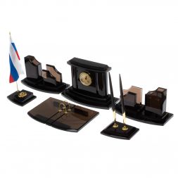 Настольный набор из черного обсидиана