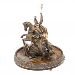 Cтатуэтка &amp;quot;Святой Георгий Победоносец&amp;quot; из бронзы и яшмы