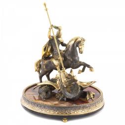 Cтатуэтка &amp;quot;Святой Георгий Победоносец&amp;quot; из бронзы и яшмы