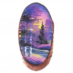 Панно на срезе дерева &amp;quot;Рассвет&amp;quot; вертикальное 30-35 см каменная крошка