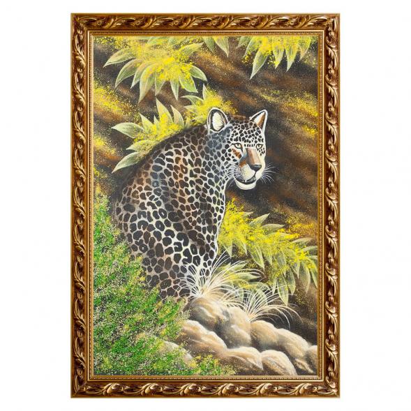 Картина &amp;quot;Леопард&amp;quot; багет 46х66 см, каменная крошка 111889