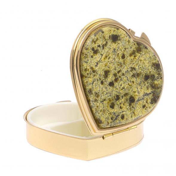 Таблетница &amp;quot;Сердце&amp;quot; на 3 отделения змеевик цвет золото 125087