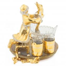 Икорница с 2 стопками "Емеля со щукой" камень агат Златоуст