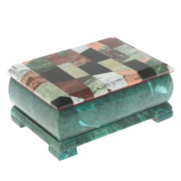 Шкатулка &amp;quot;Мозайка&amp;quot; из змеевика 18х12х8 см 128931