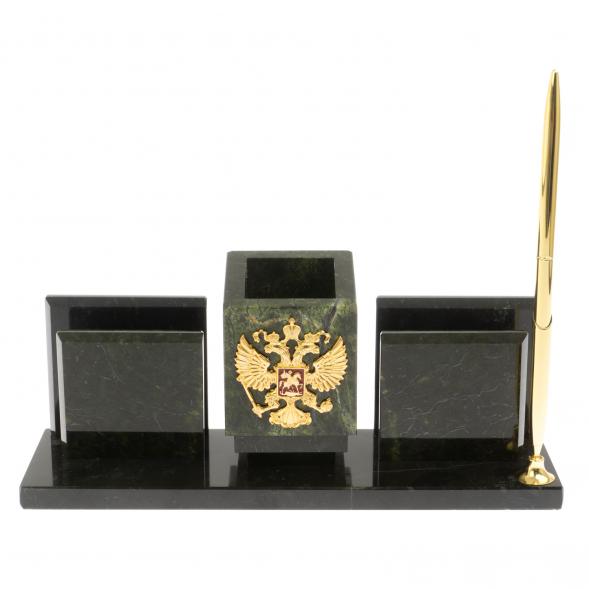 Письменный прибор &amp;quot;Менеджер&amp;quot; из черного змеевика с гербом 129511