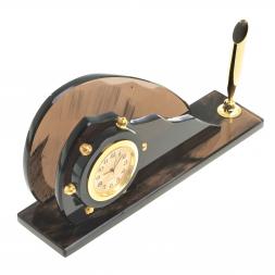 Визитница с часами &amp;quot;Штурвал&amp;quot; из черного обсидиана