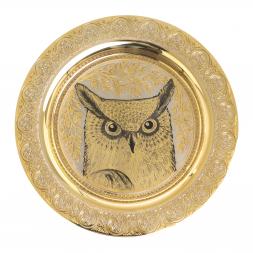 Тарелка с гравюрой &amp;quot;Филин&amp;quot; 22,5 см Златоуст