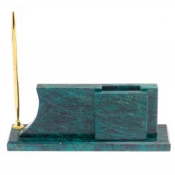 Визитница с часами "Силуэт" камень змеевик