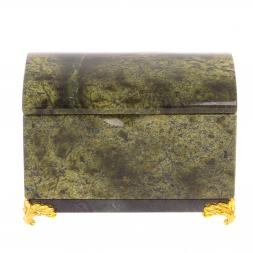 Шкатулка &amp;quot;Сундук&amp;quot; малый из змеевика на ножках 10х6,5х7 см
