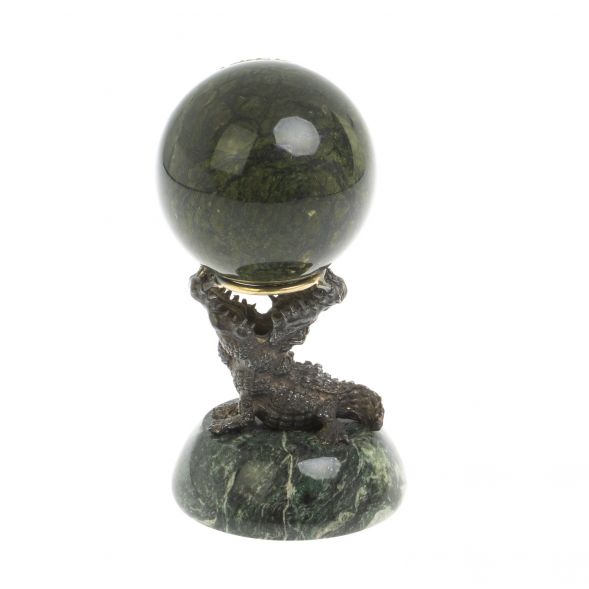 Настольные часы шар &amp;quot;Крокодил&amp;quot; из камня и бронзы 127548