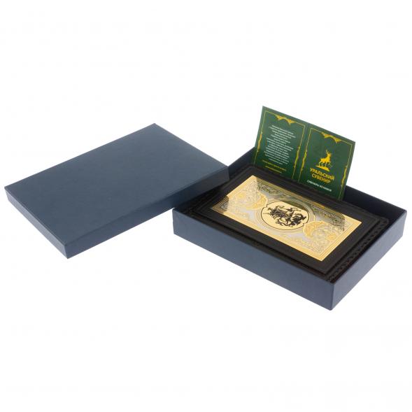 Ежедневник &amp;quot;Георгий Победоносец&amp;quot; А5 обложка из черной кожи Златоуст 129780