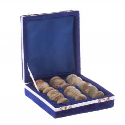 Рюмки для водки на ножке 20 мл из камня оникс набор 6 шт 3,8х6 см в футляре (1,5х2,5)