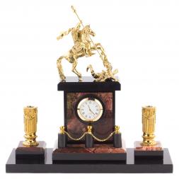 Настольный прибор "Георгий Победоносец" из яшмы и бронзы