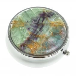 Таблетница на 3 отсека зеленый флюорит цвет серебро