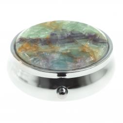 Таблетница на 3 отсека зеленый флюорит цвет серебро