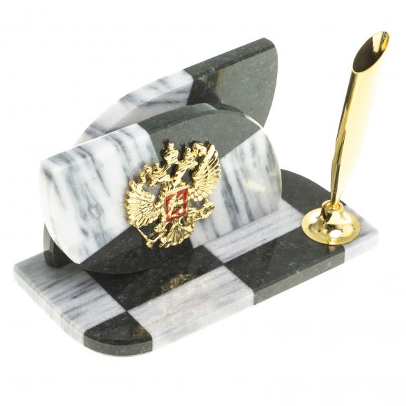 Визитница &amp;quot;Шахматная&amp;quot; из мрамора и змеевика 123750