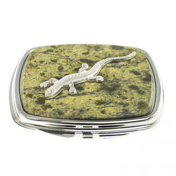 Зеркало закругленное из змеевика прямая ящерица цвет серебро 124190