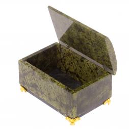 Шкатулка "Сундук" средний из змеевика на ножках 12х8х7 см