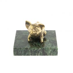 Статуэтка &amp;quot;Поросенок сидит&amp;quot; шабровский змеевик бронза