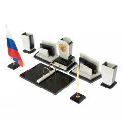 Письменный набор &amp;quot;Бюрократ&amp;quot; с гербом РФ из мрамора