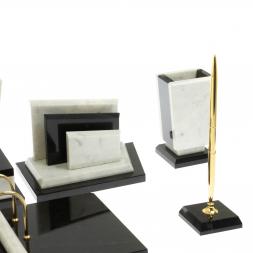 Письменный набор &amp;quot;Бюрократ&amp;quot; с гербом РФ из мрамора