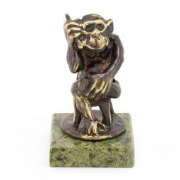 Статуэтка &amp;quot;Обезьяна с телефоном&amp;quot; из бронзы и змеевика