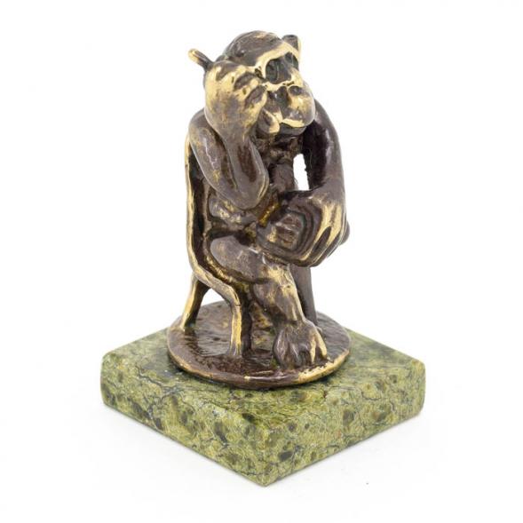 Статуэтка &amp;quot;Обезьяна с телефоном&amp;quot; из бронзы и змеевика 116181