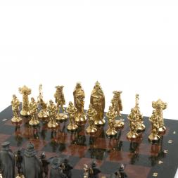 Шахматы &amp;quot;Средневековье&amp;quot; доска 40х40 см из змеевика и лемезита