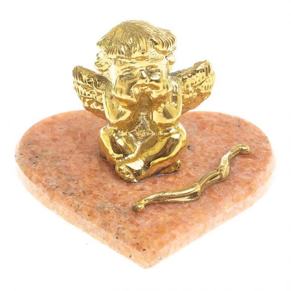 Статуэтка из бронзы на подставке из мрамора &amp;quot;Ангел на сердце&amp;quot; 120029