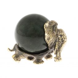 Статуэтка "Слон с шаром № 2" бронза змеевик