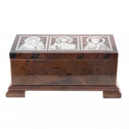 Шкатулка с иконой "Святые лики" камень обсидиан 18,5х10х7,5 см