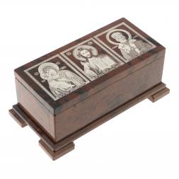 Шкатулка с иконой "Святые лики" камень обсидиан 18,5х10х7,5 см